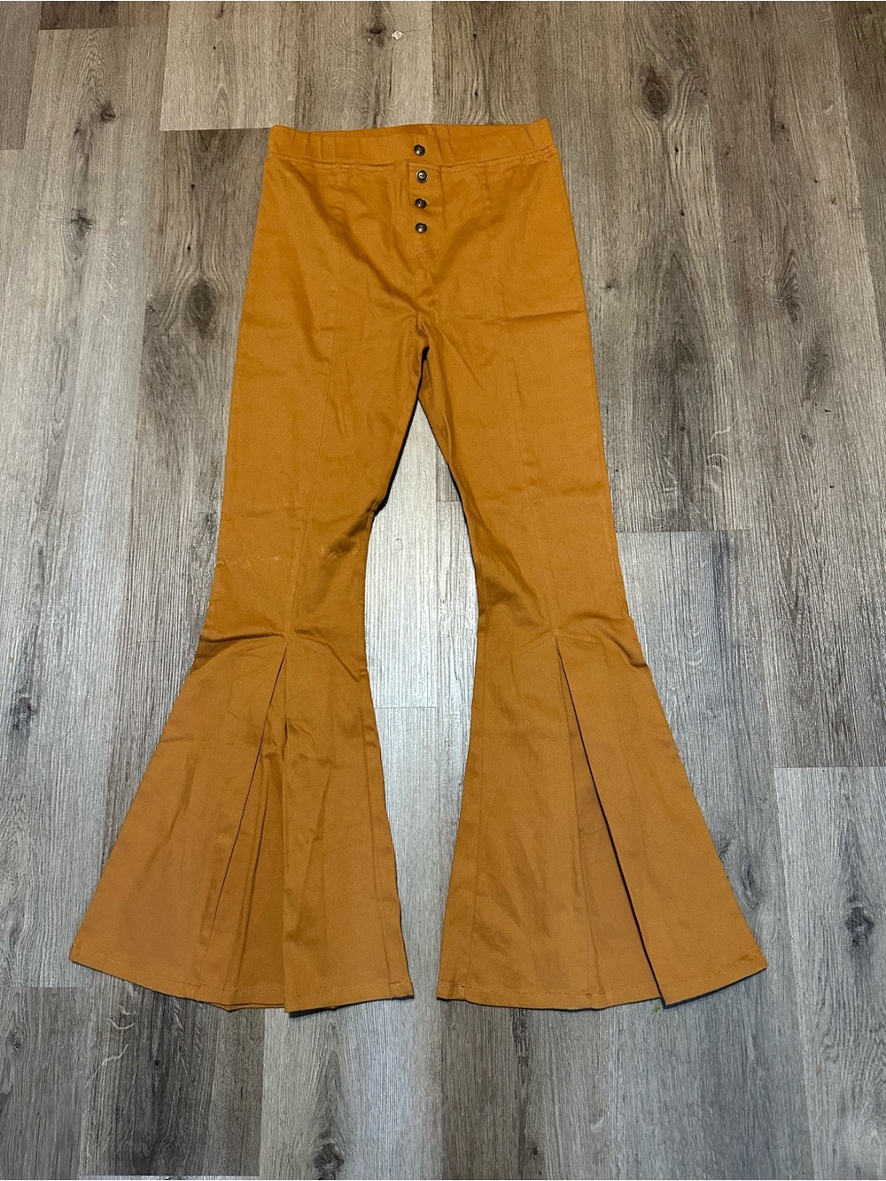 FAVLUX Mustard Flared Bell-Bottom Joggers